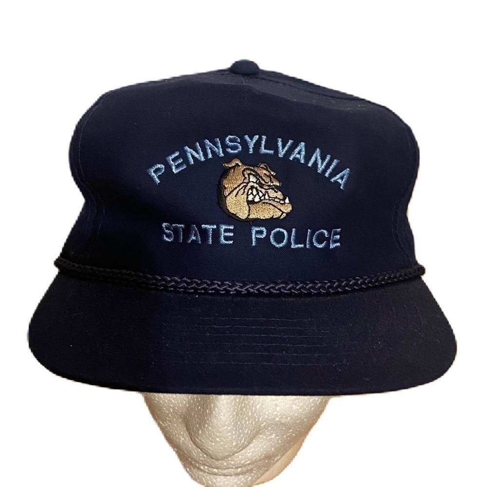 Vintage Pennsylvania Stare Police Bulldog Dog Hat Rope Snap Back Navy Blue